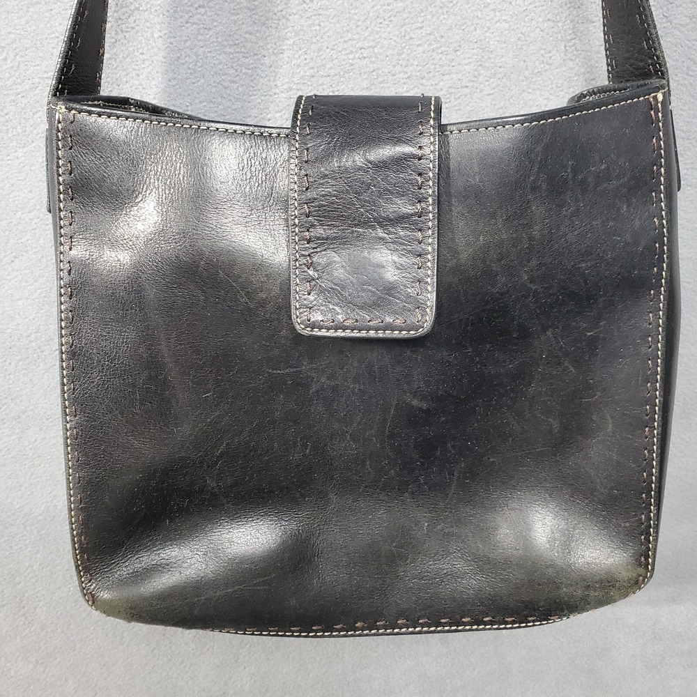 Fossil Bucket Shoulder Bag Women Medium Black Good Vintage Leather ZB9097